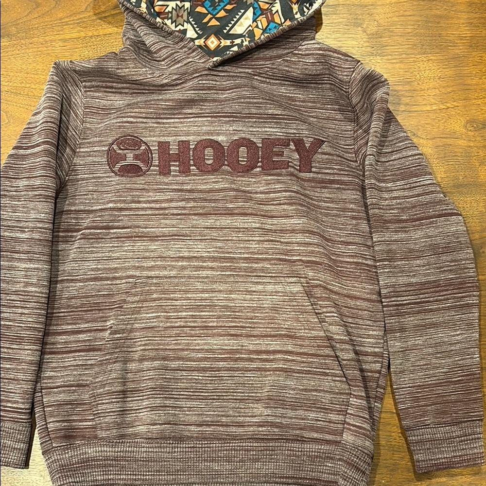 Hooey Kids Maroon Striped Hoodie Sweater - Size small